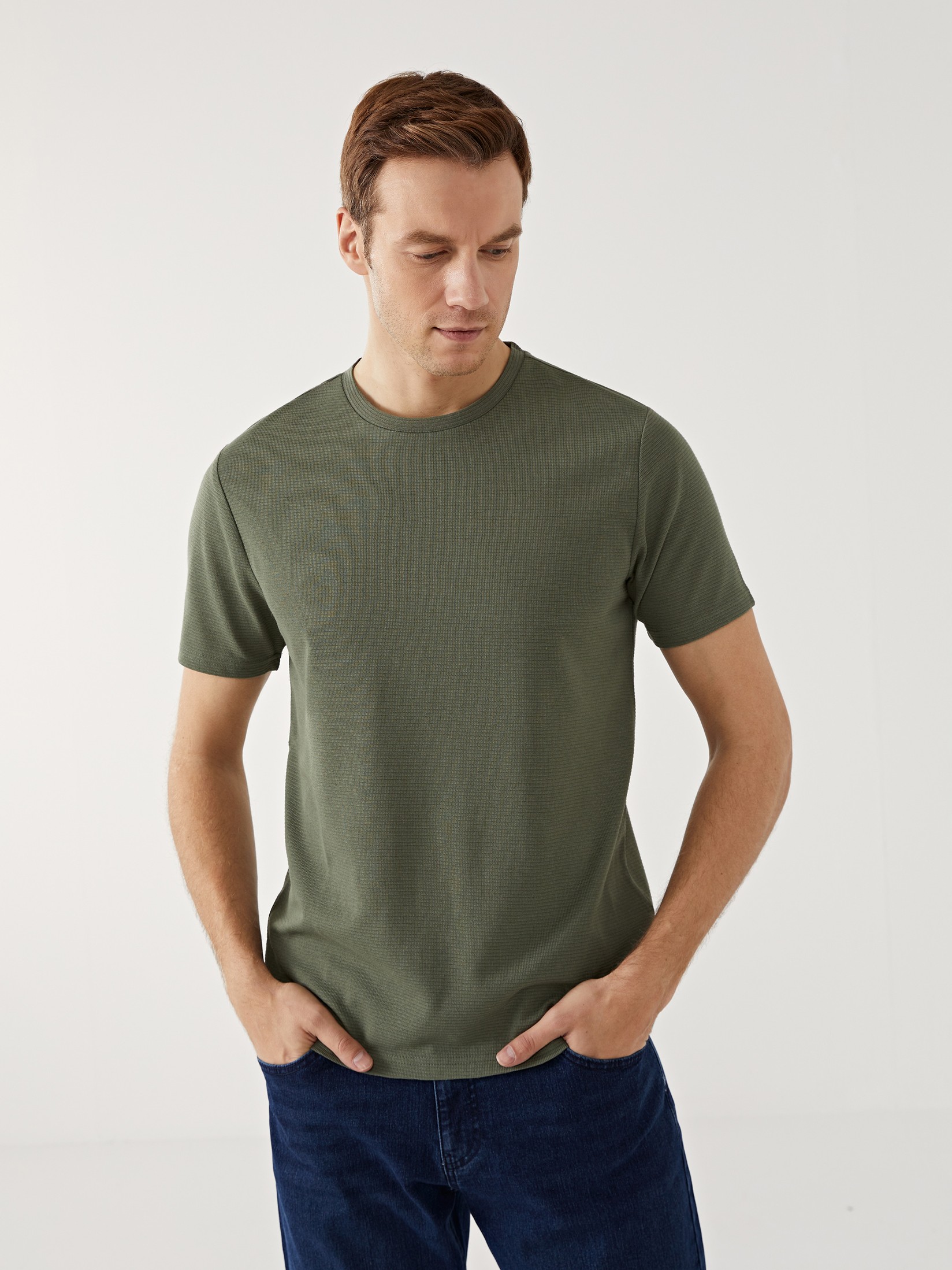 LC Waikiki Muška majica S41067Z8-SPM, Kaki