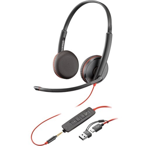 HP Slušalice Poly Blackwire 3225 Stereo USB-C Headset +3.5mm Plug +USB-C, A Adapter, 8X229AA,  Crne