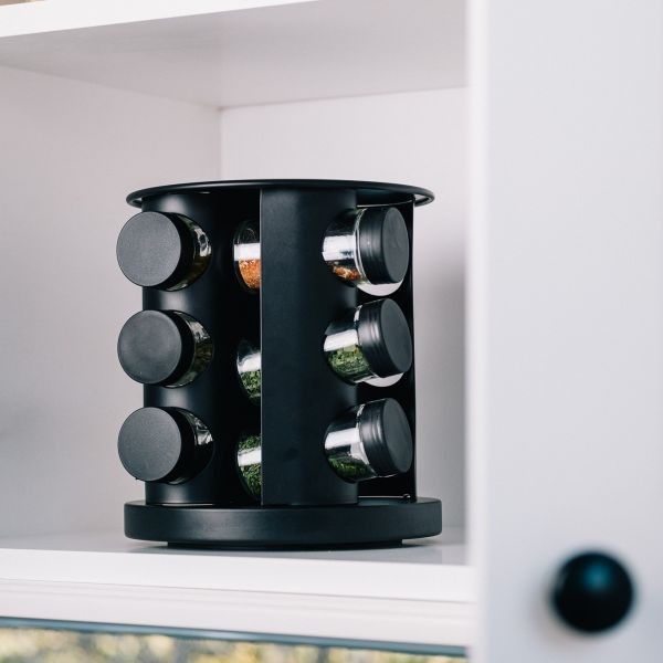 DekorDom Rotacioni stalak za začine Otto, 12 komada, Crna