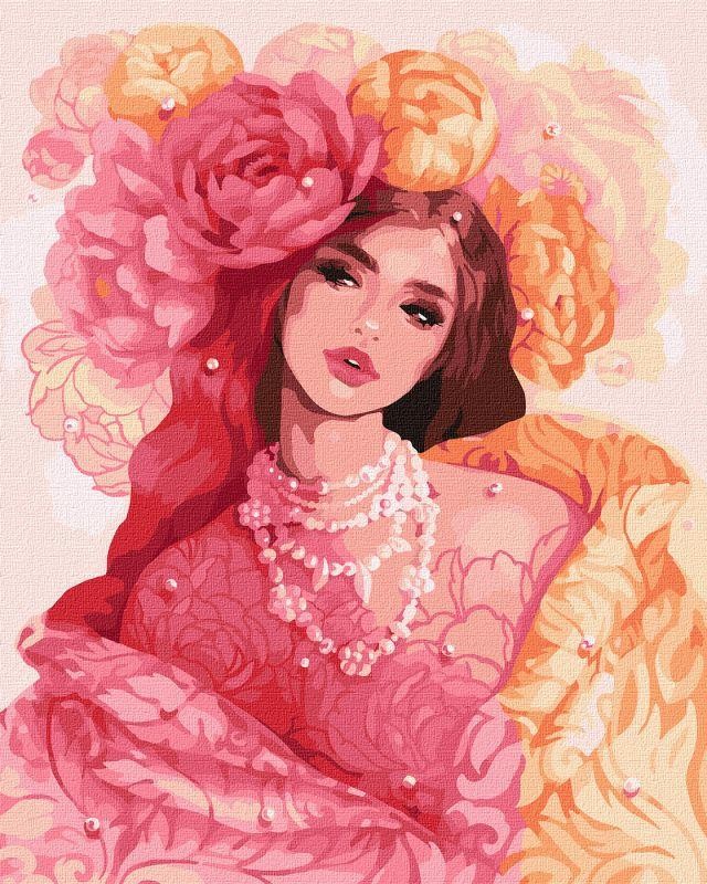 Ideyka Slika po brojevima Devojka sa Božurima, 40x50cm