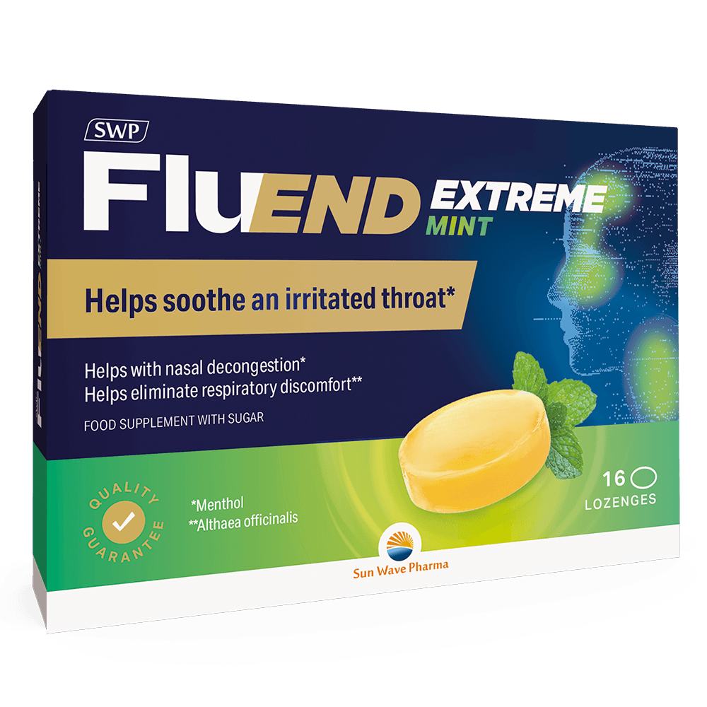 SWP FluEnd Extreme Mint za grlo, 16 pastila