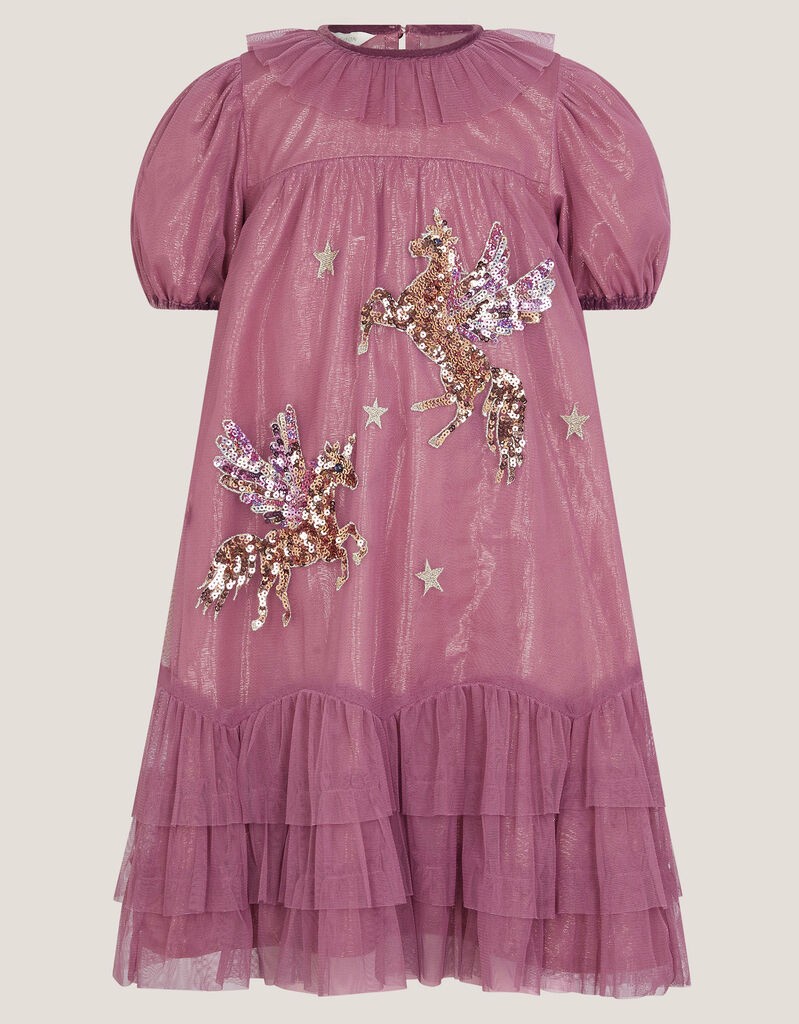 Monsoon Children Haljina za devojčice Xmas Unicorn, Kratki rukav, Roze