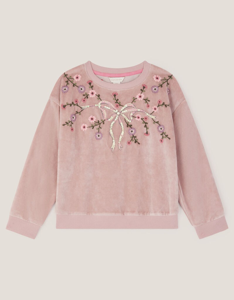 Monsoon Children Duks za devojčice Bow, Okrugli izrez, Svetloroze