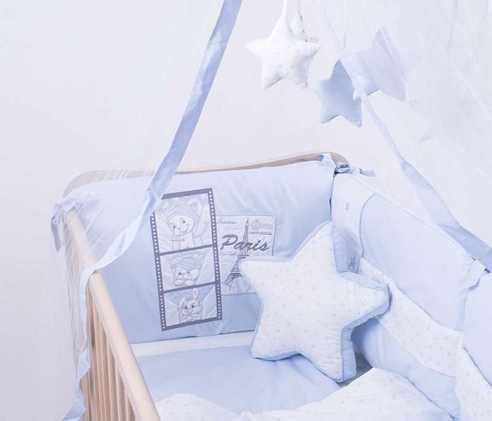 DEKSI Posteljina sa ogradicom Tri drugara u Parizu 120x60cm plava