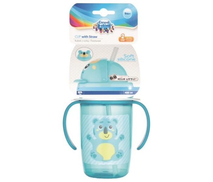 Canpol babies Šolja za bebe sa slamčicom Hello Little 400 ml plava