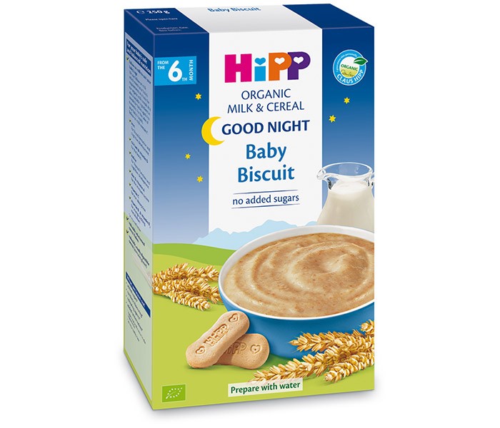 HIPP Organic Instant mlečna kašica, Za laku noć sa dečjim keksom 6M+, 250g