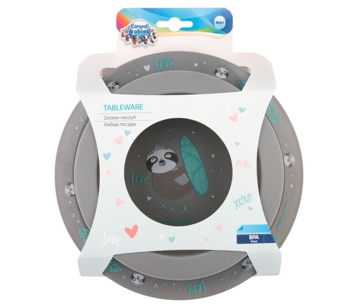 CANPOL Pribor za hranjenje beba Exotic Animals sivi