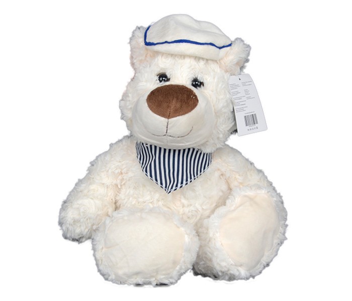 Dizi Plišana igračka 30cm plišani meda sa šeširom, bela