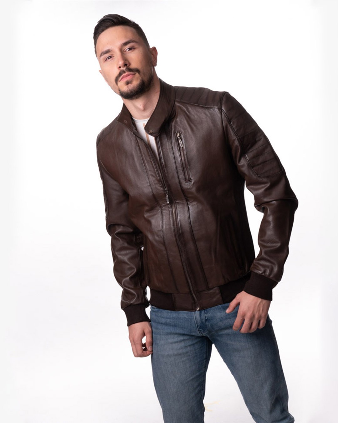 LA FORCE Muška kožna jakna Becker, Tamno braon