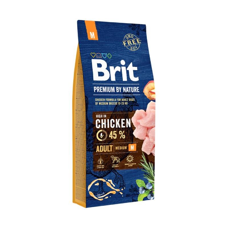 BRIT suva hrana za odrasle pse srednjih rasa Piletina Premium bi Nature, 15 kg