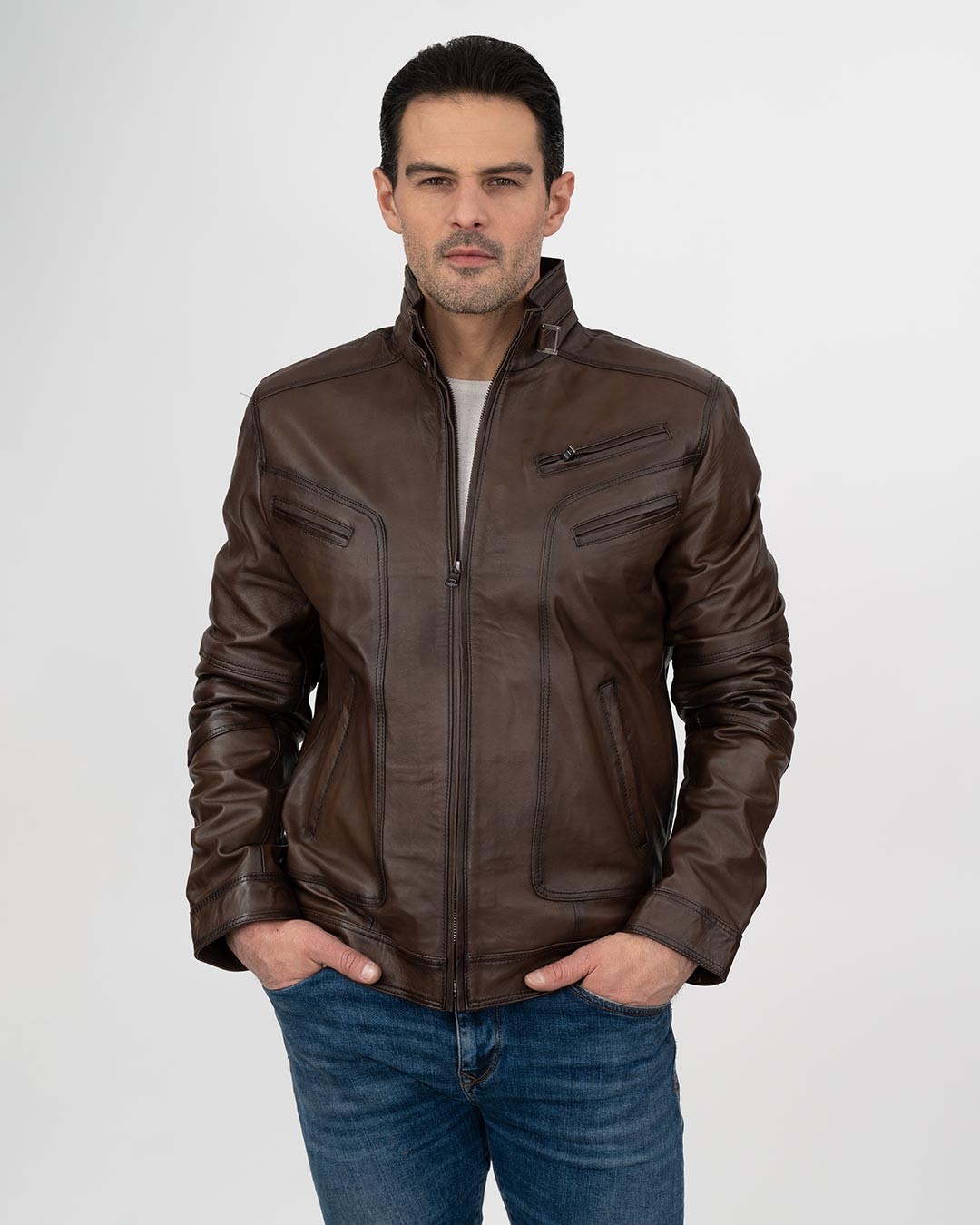 LA FORCE Muška kožna jakna Morris, Braon