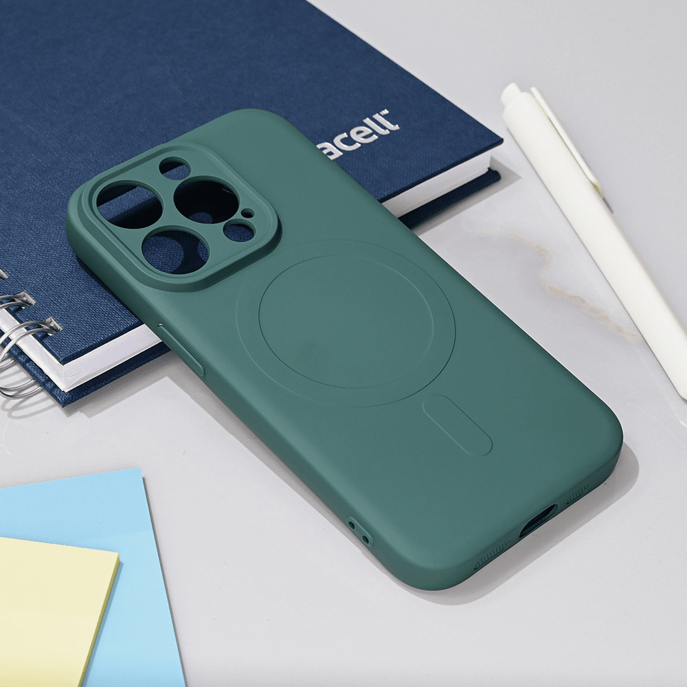 Maska za telefon iPhone 15 Pro TERACELL GIULIETTA, Magsafe, Tamnozelena
