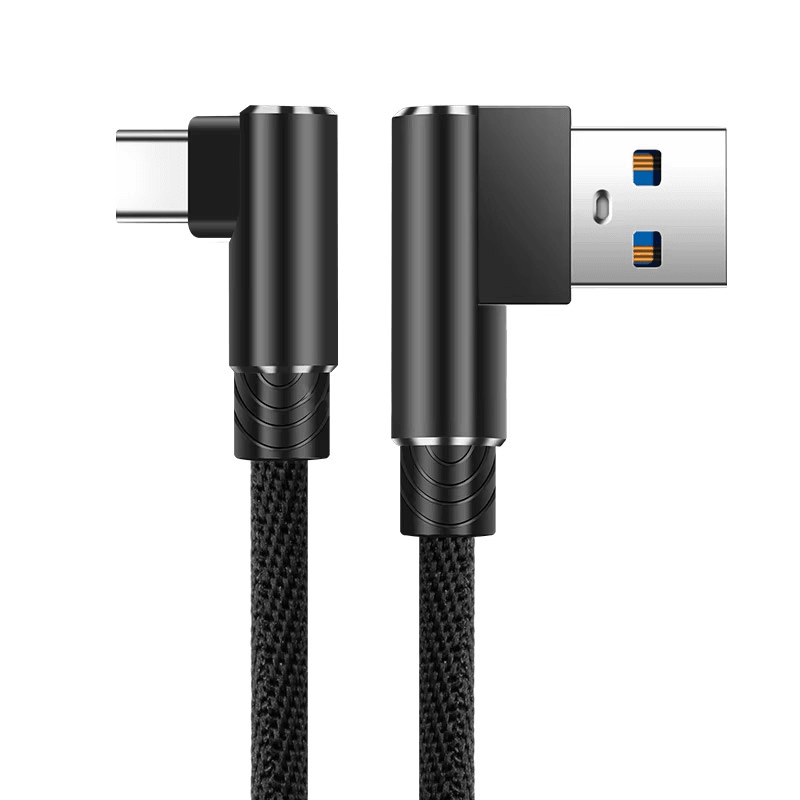 Kabel USB na Type-C Elbow crni 1m