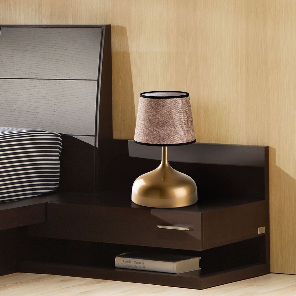 Opviq Stona lampa Bulbous-15456, Zlatno-bež