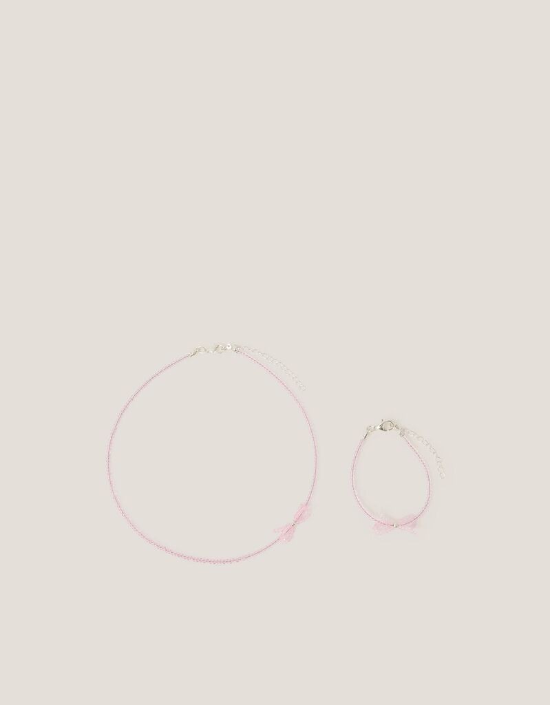 Monsoon Set ogrlica i narukvica za devojčice, Roze