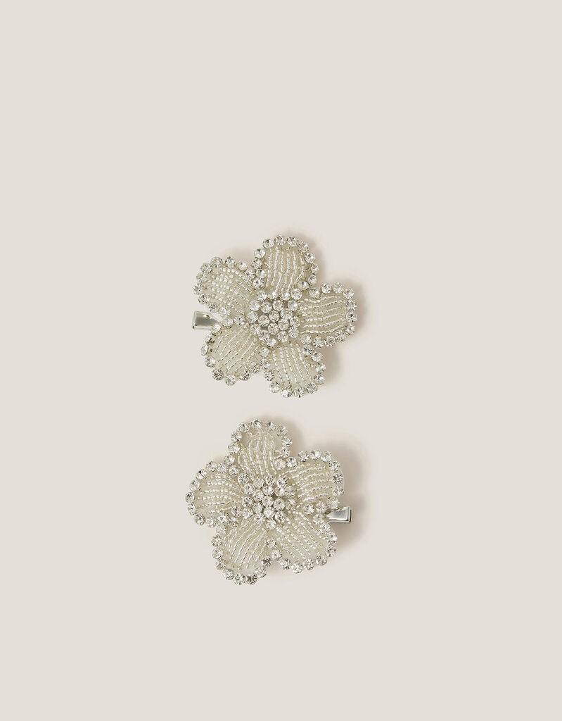 Monsoon Set šnali za kosu za devojčice Bling Flower, Srebrne boje