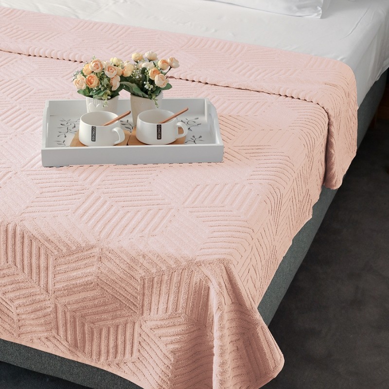 DEKOR DOM Frotir prekrivač Cube 200x210cm, Roze