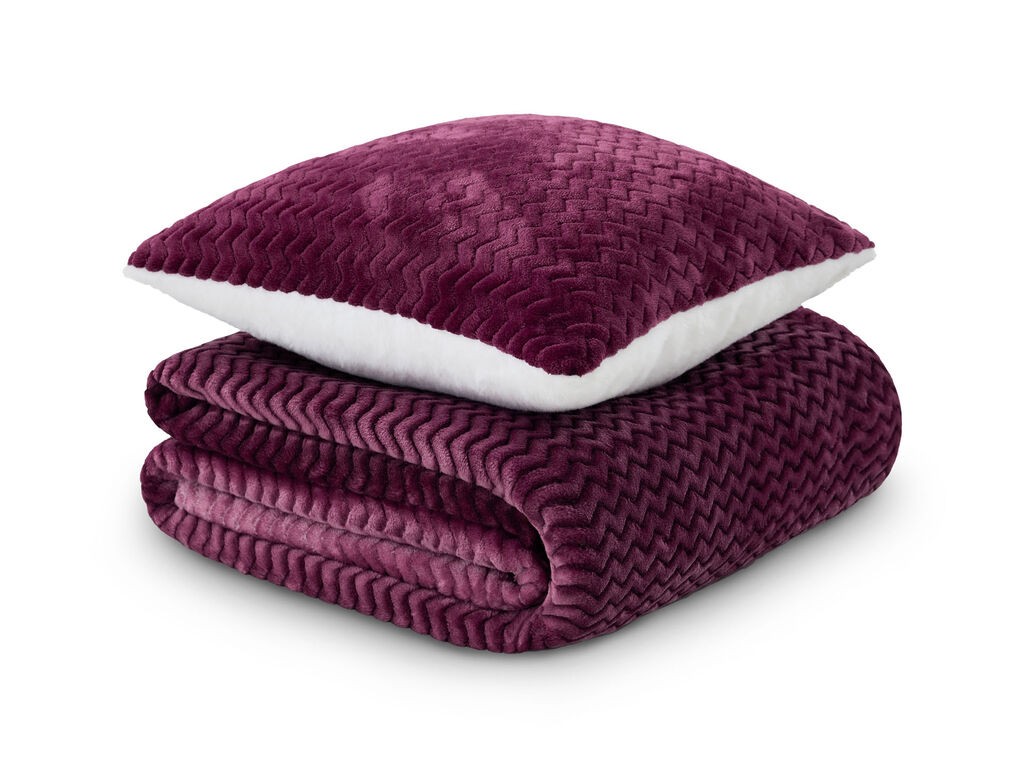 Dormeo Set ćebe i jastuk Warm Hug, 130x190cm, Bordo