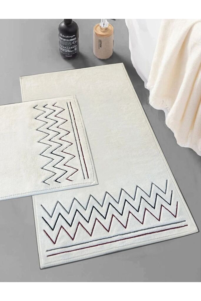 L'essentiel Maison Set prostirki za kupatilo Zikzak, 2 dela, Crvena