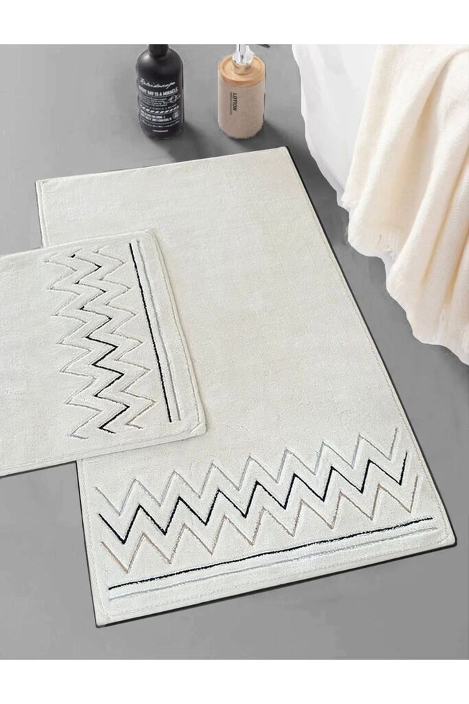 L'essentiel Maison Set prostirki za kupatilo Zikzak, 2 dela, Bež