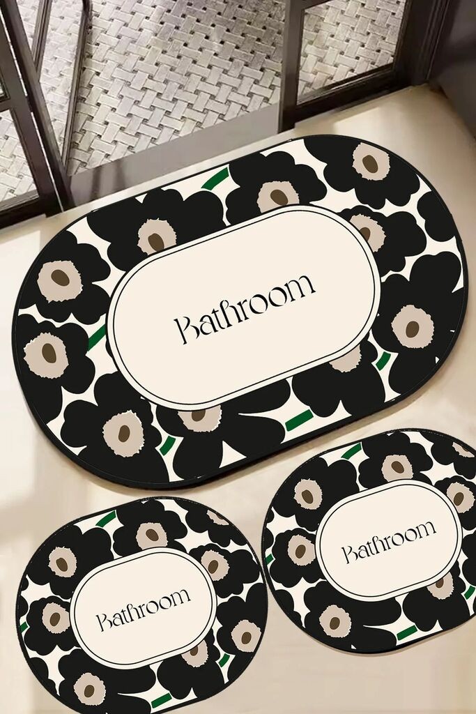 L'essentiel Maison Set prostirki za kupatilo Oweld, 3 dela, Crna