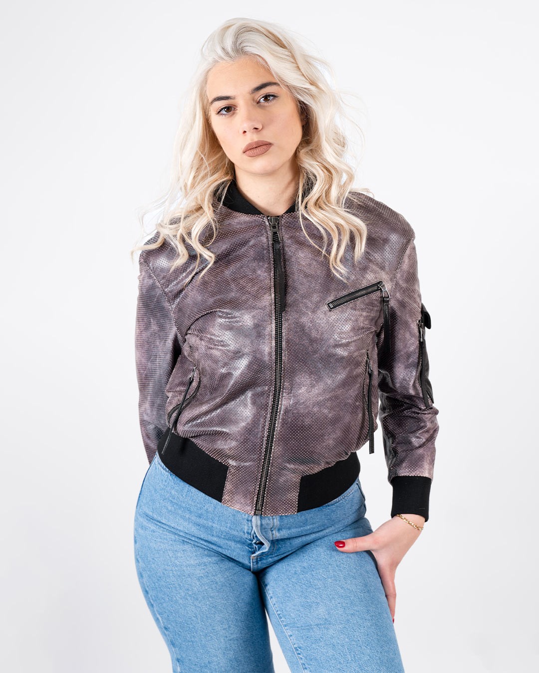 LA FORCE Ženska kožna jakna Braca Premiu BC-154-2, Ljubičasta