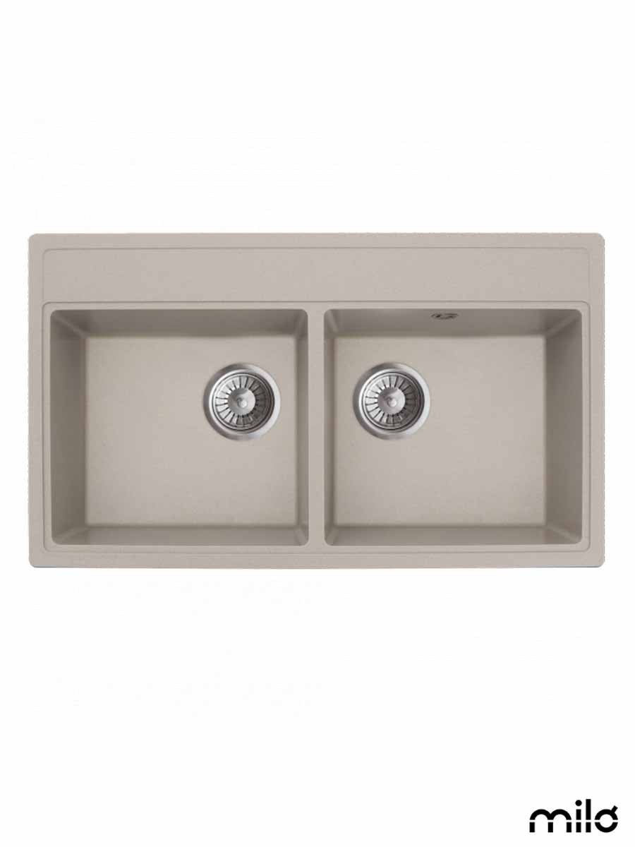 Milo Granitna sudopera Metro, Dupla, ø90, 76x44cm, Pure sand