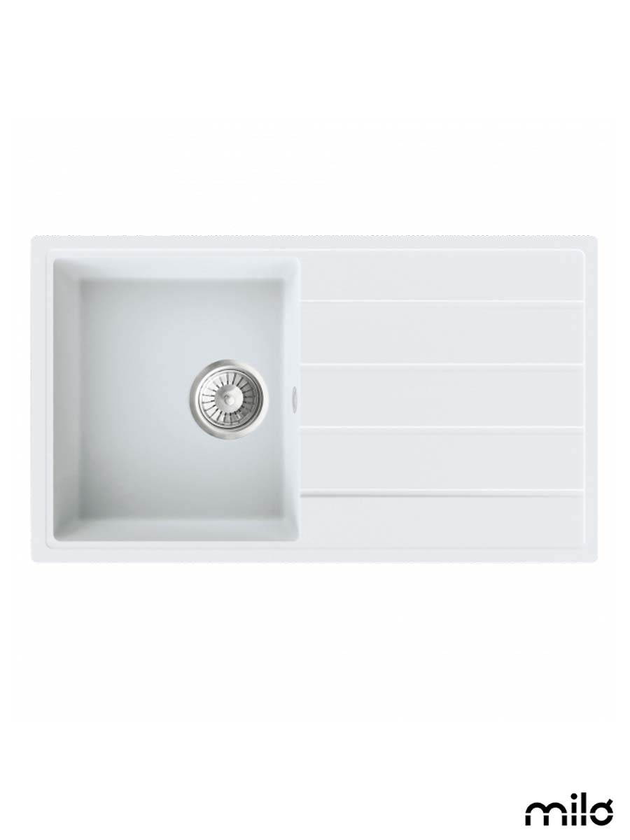 Milo Granitna sudopera Metro, ø90, 76x44cm, Magnesia white