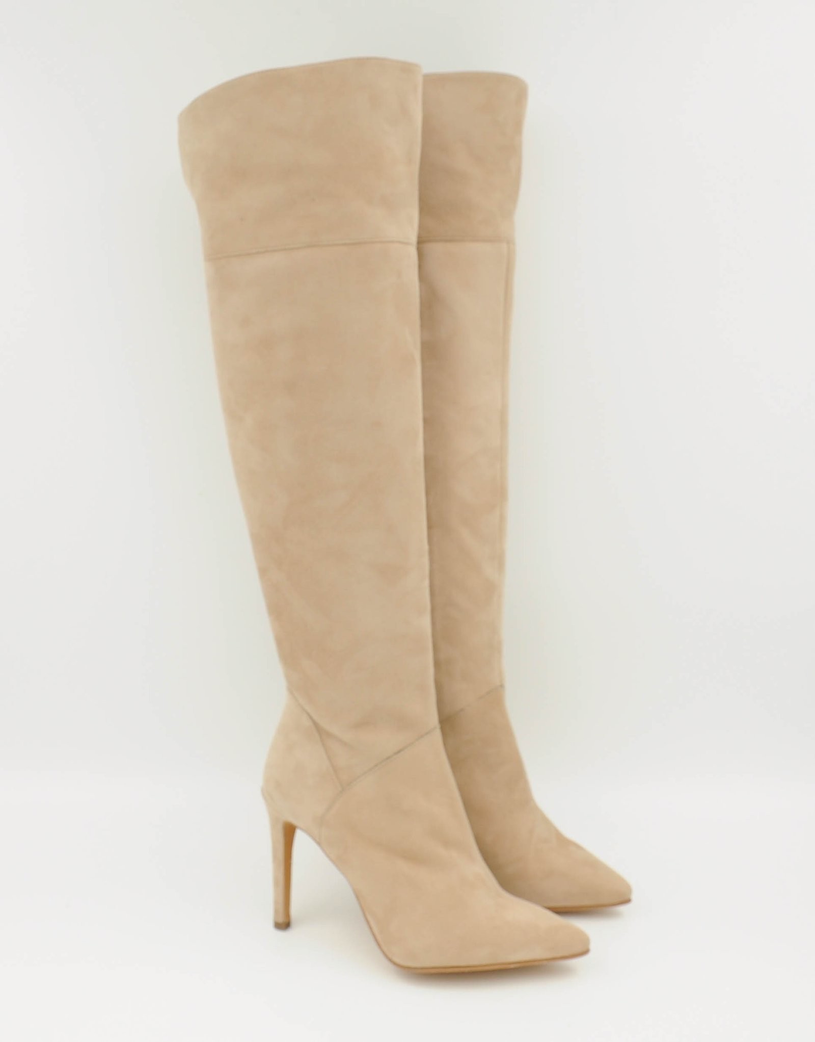 Paar Ženske kožne čizme na štiklu, Bež