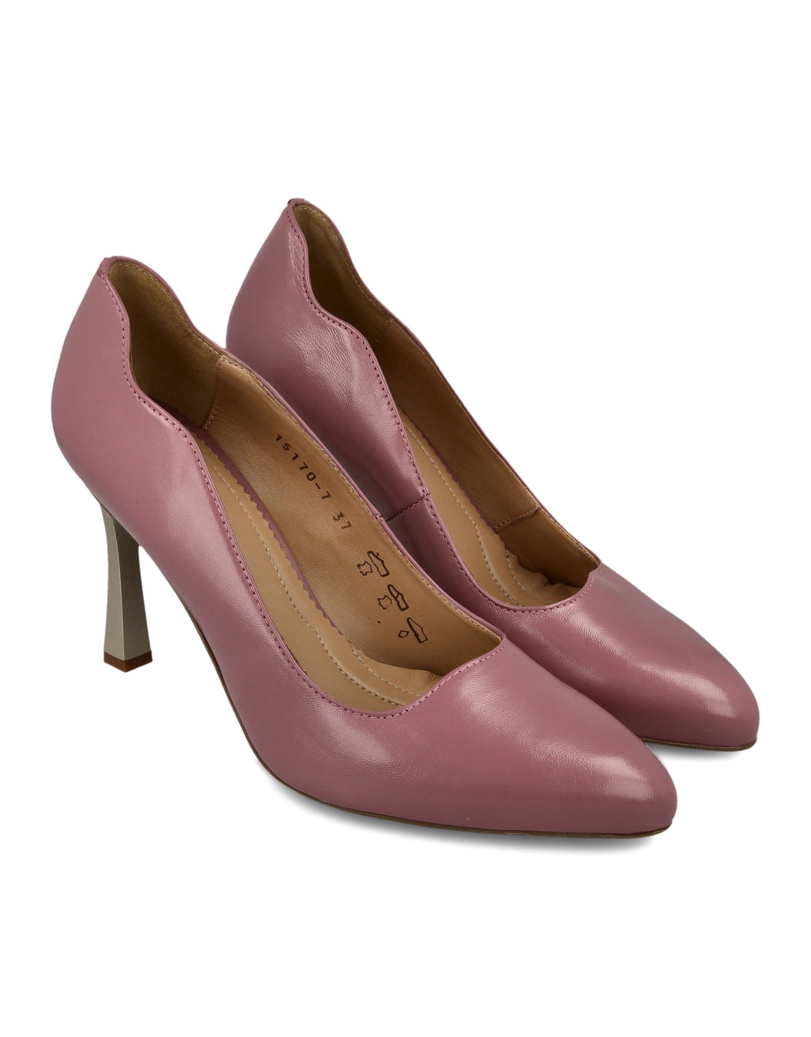 Paar Ženske kožne cipele na štiklu 15170-7, Roze