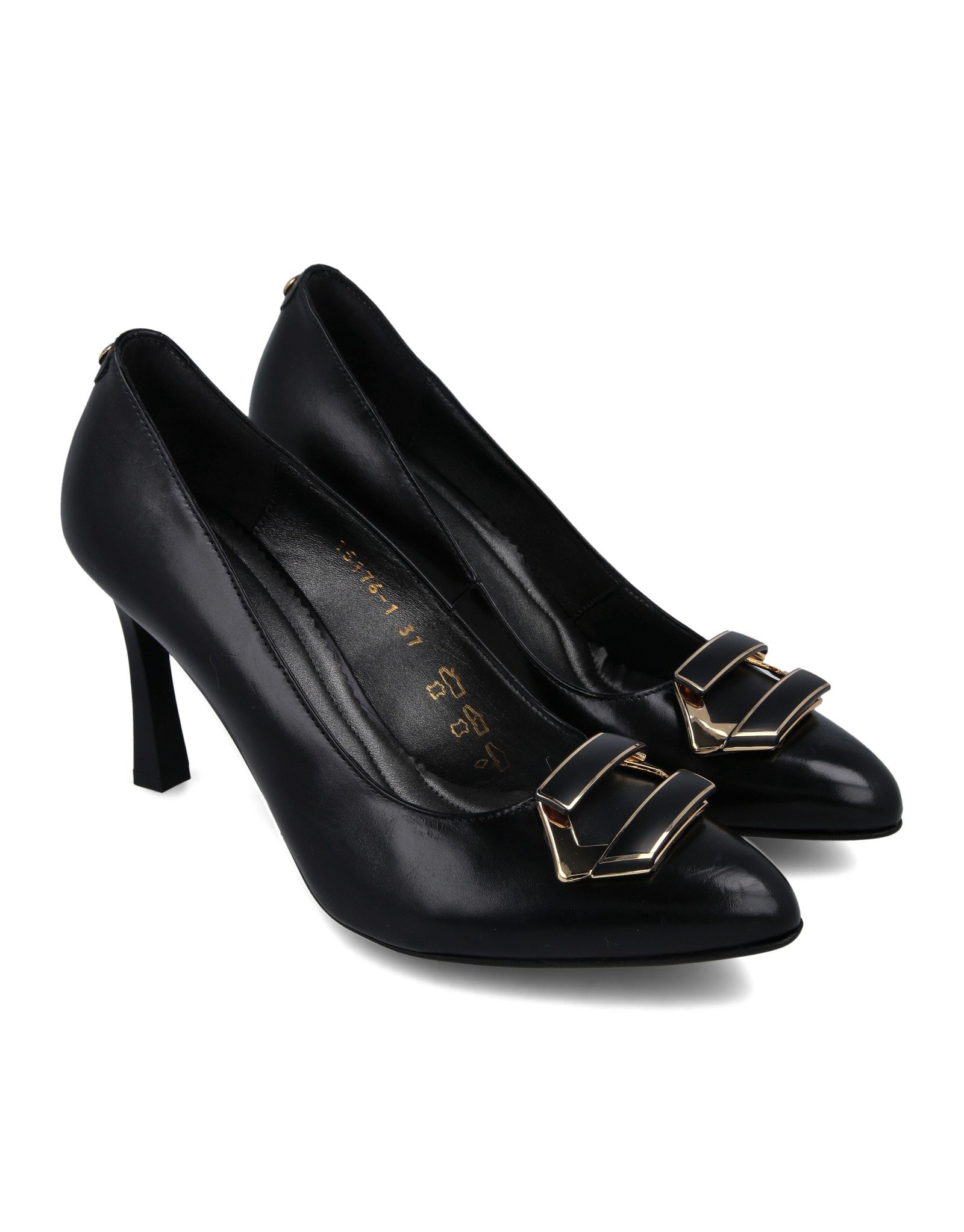 Paar Ženske kožne cipele na štiklu 15176-1, Crne