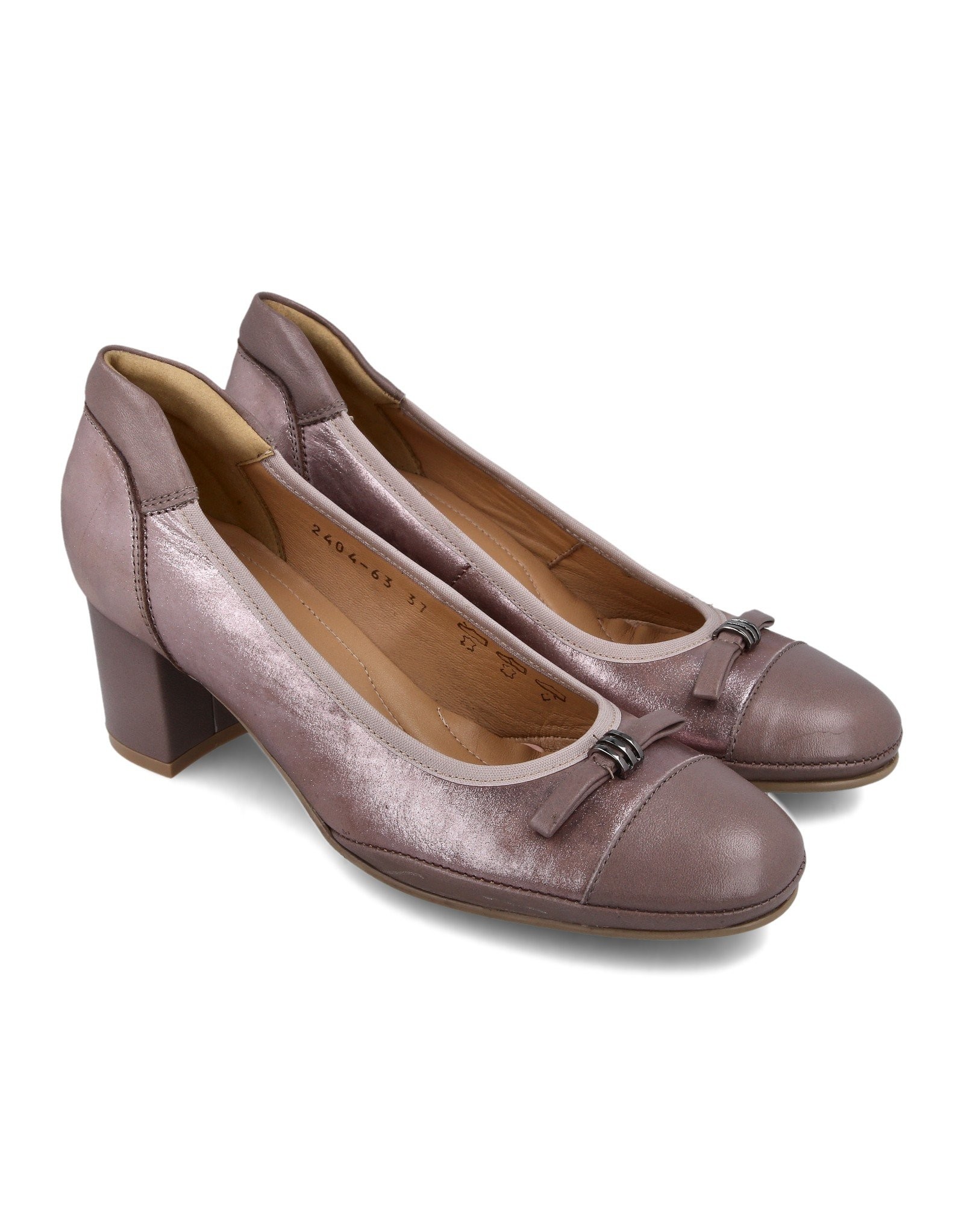 Paar Ženske kožne cipele sa petom 2404-63, Ružičaste