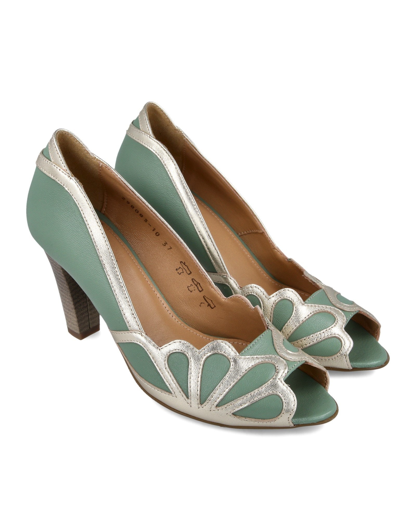 Paar Ženske kožne cipele na štiklu 298083-10, Zelene