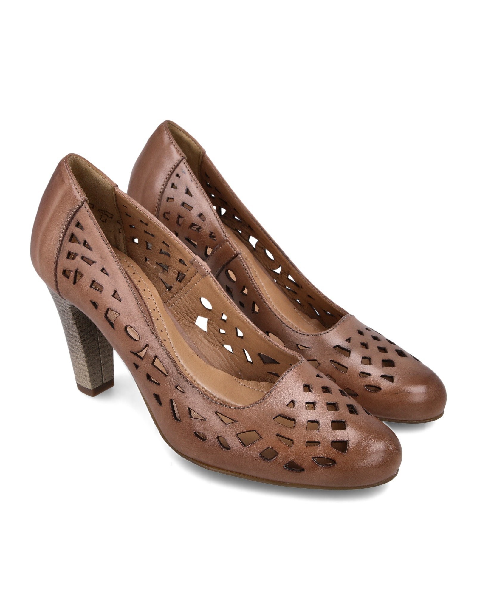 Paar Ženske kožne cipele na štiklu 298086-9, Braon