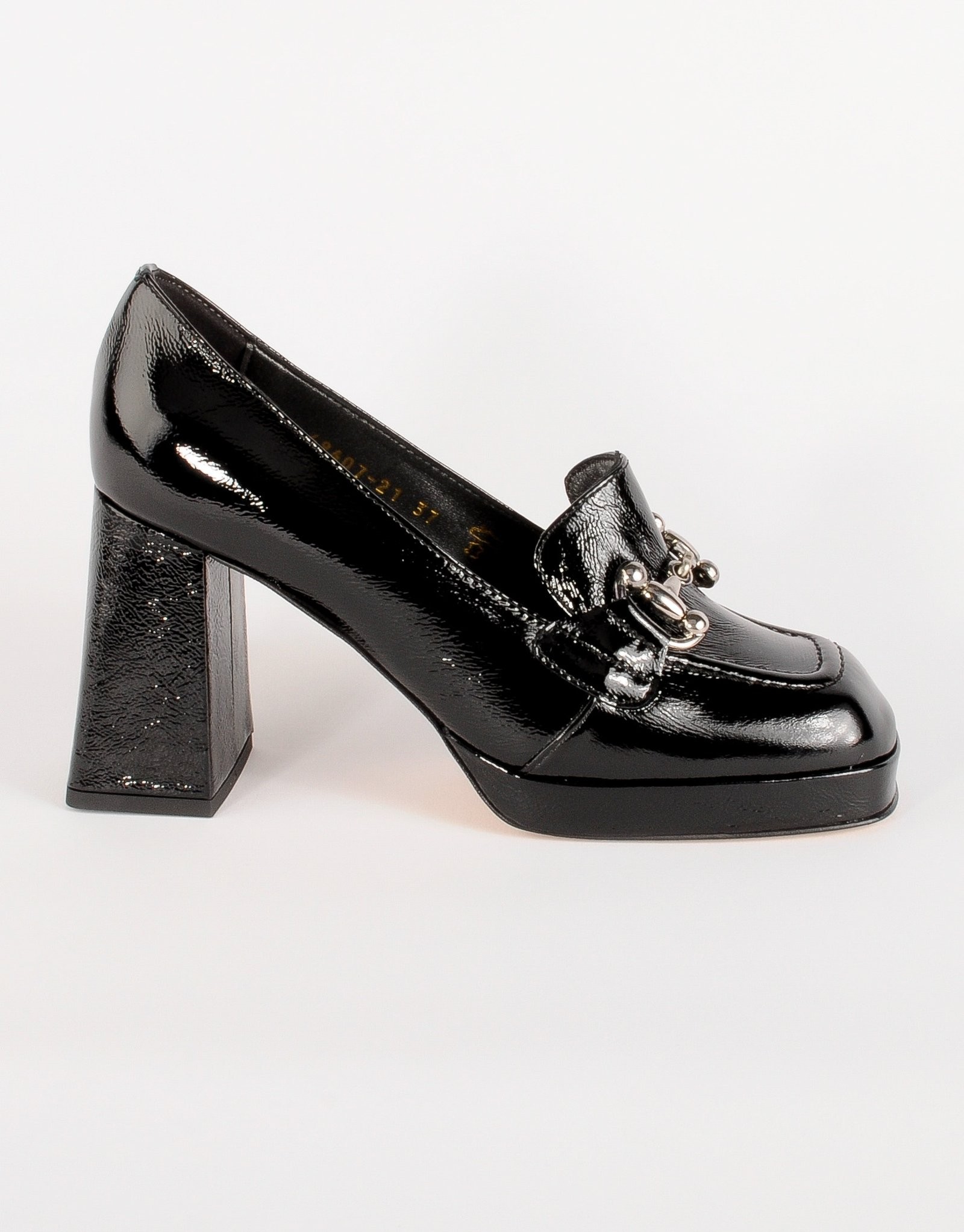 Paar Ženske kožne cipele sa petom 49407-21, Crne