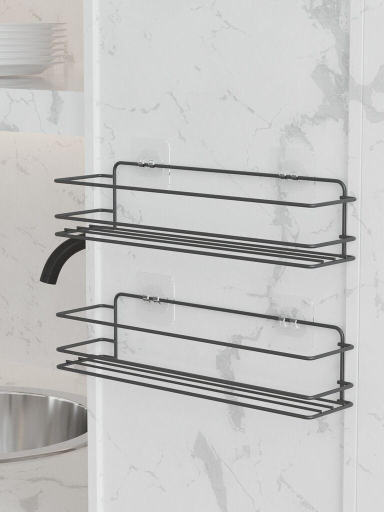 Hermia Kuhinjski organizator, 100% metal, 2 komada, 360 x 80 x 100 mm, debljina: 2.5-5 mm, Crni