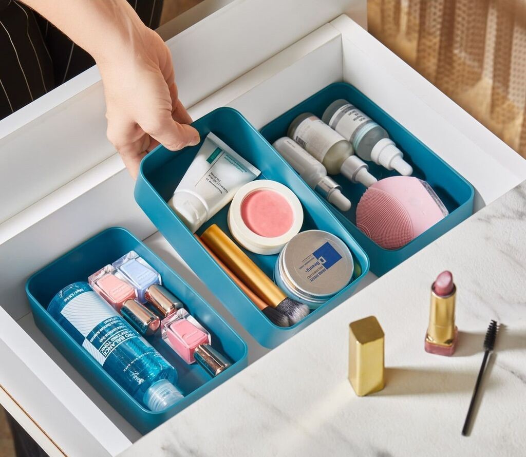 Hermia Organizer za šminku, 3 komada, 100% plastika, 11 x 19 x 5 cm, 100% plastika, Tirkizni