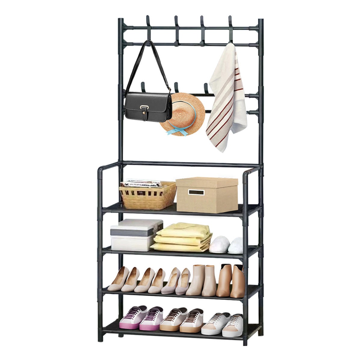 Cipelarnik sa čivilukom 2u1, 4 nivoa, Crni