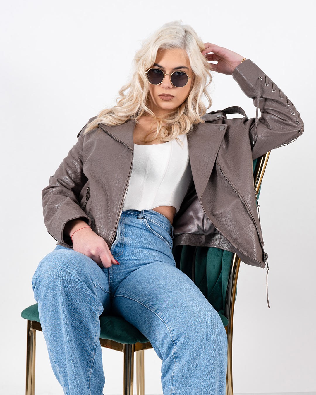 BRACA PREMIUM Ženska kožna jakna BC-160, Siva