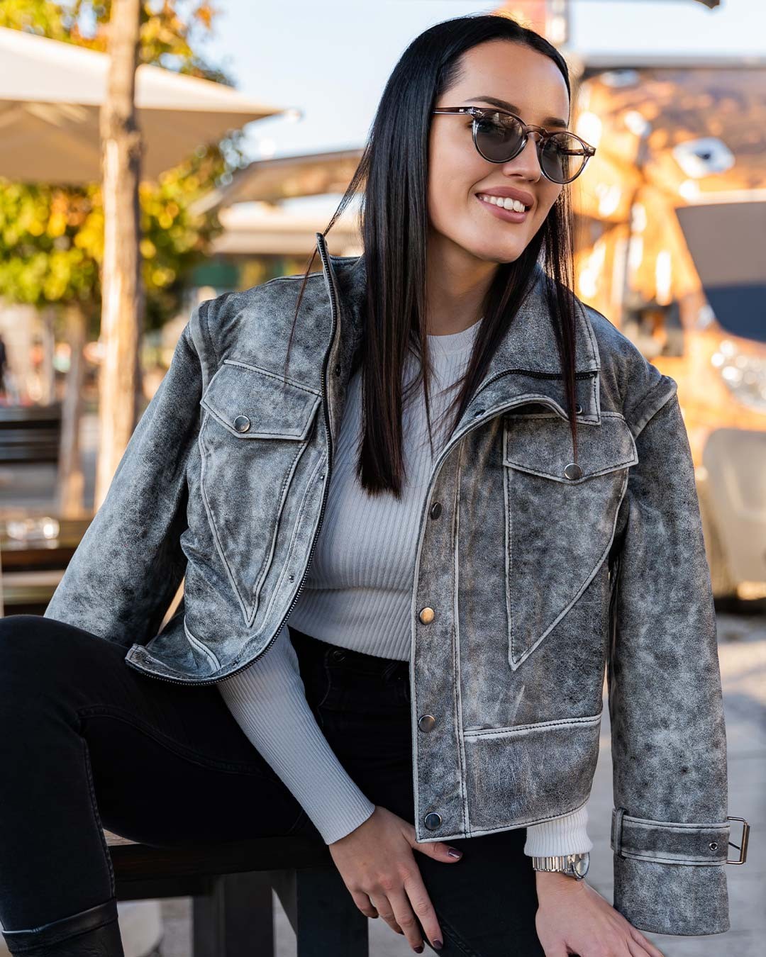 MARIO ZENETTI Ženska kožna jakna Claudia, Siva