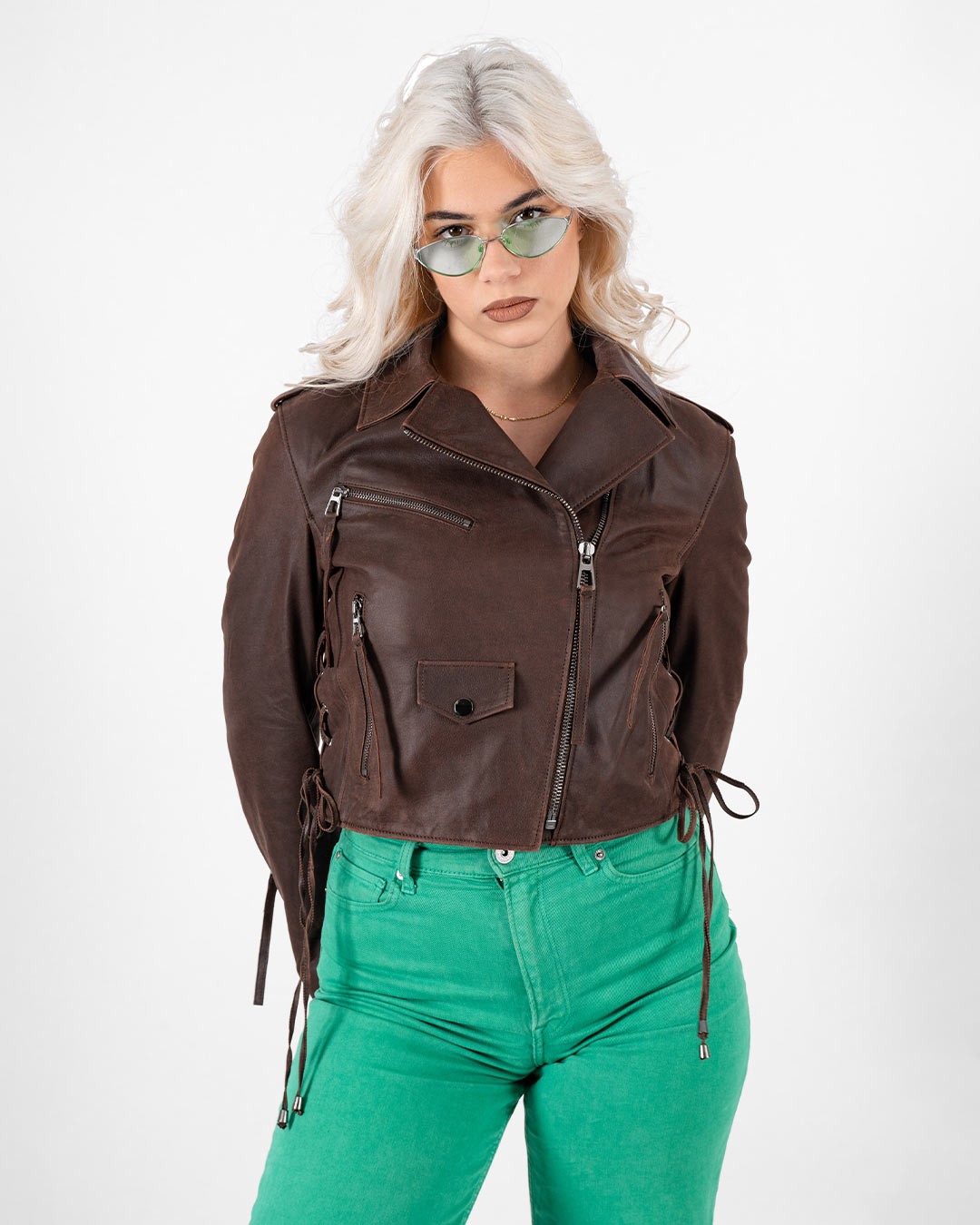 BRACA PREMIUM Ženska kožna jakna BC-161, Tamno braon