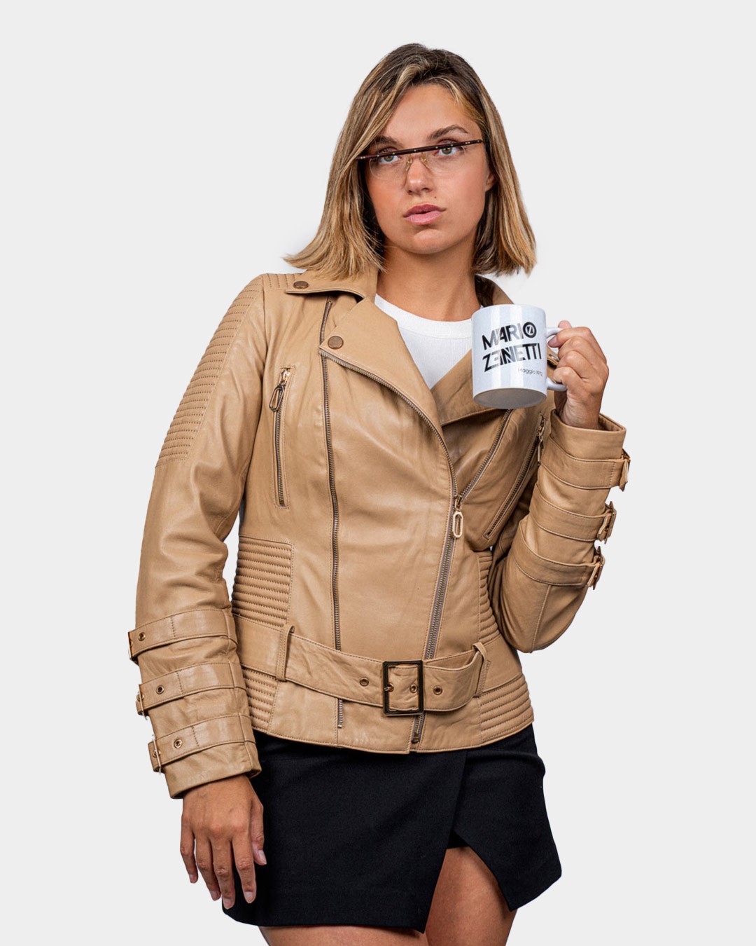 MARIO ZENETTI Ženska kožna jakna  Erica, Krem