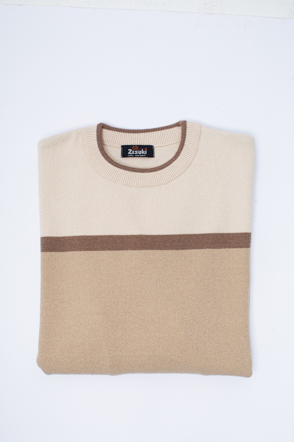 Zisuki Muški pulover, Okrugli izrez, Krem