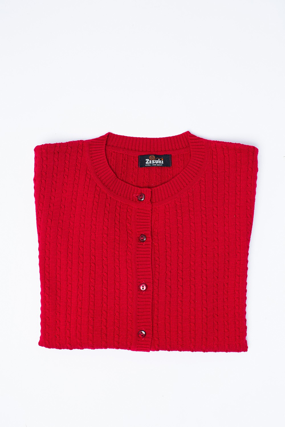 Zisuki Ženski kardigan, Okrugli izrez, Crveni