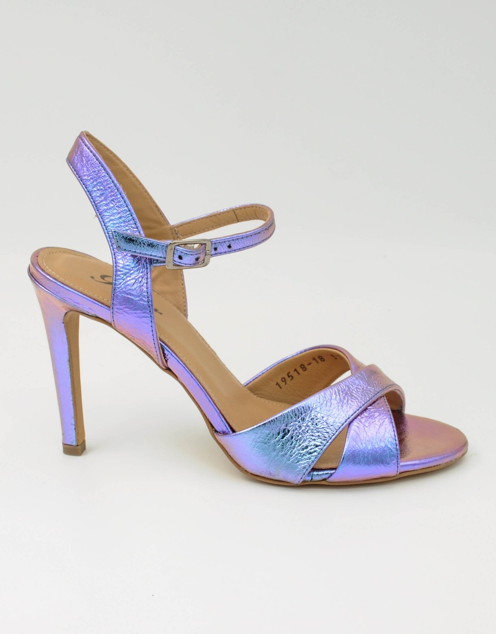 Paar Ženske kožne sandale na štiklu 19518-18, Ljubičaste