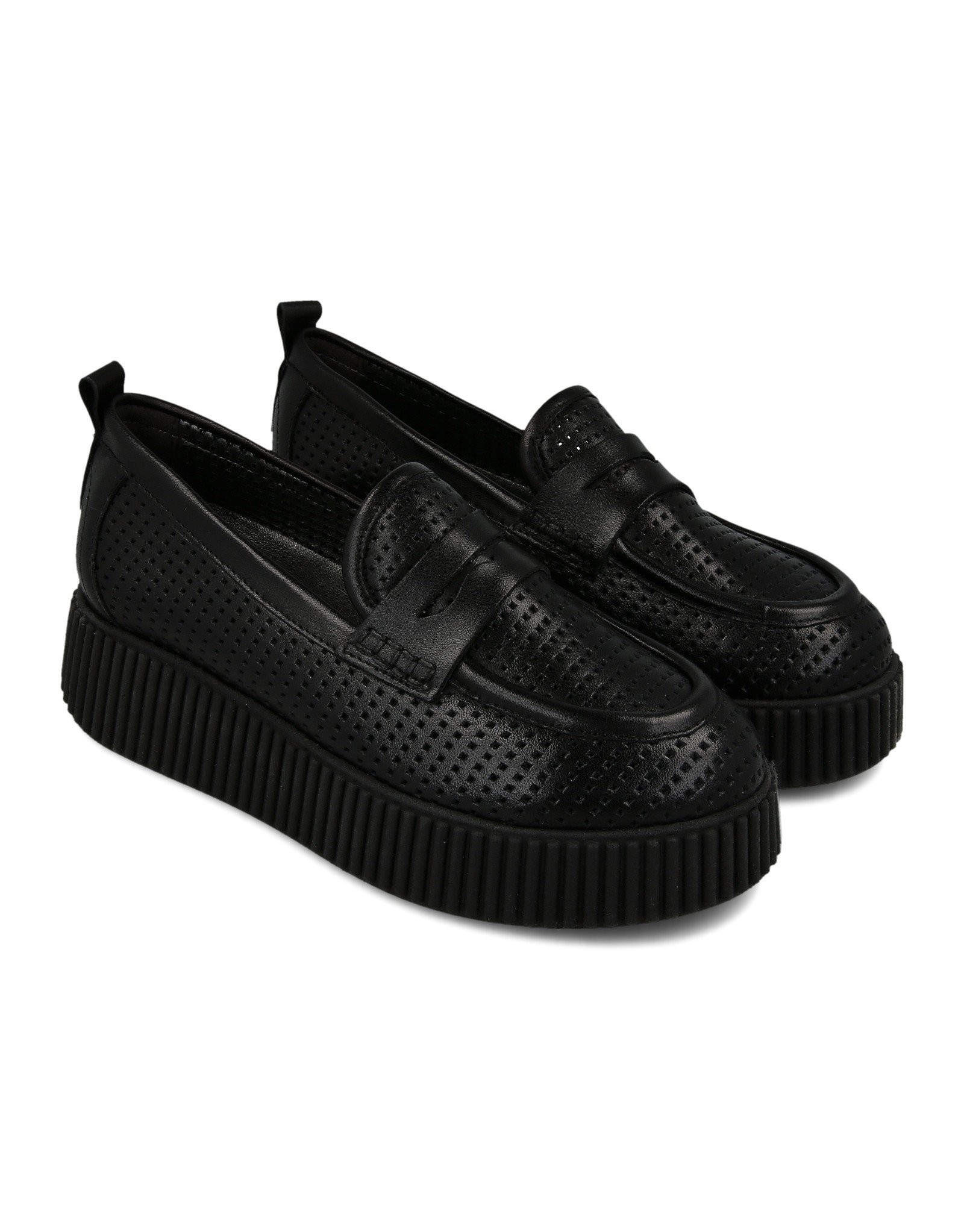 Paar Ženske kožne mokasine 54802-1, Crne