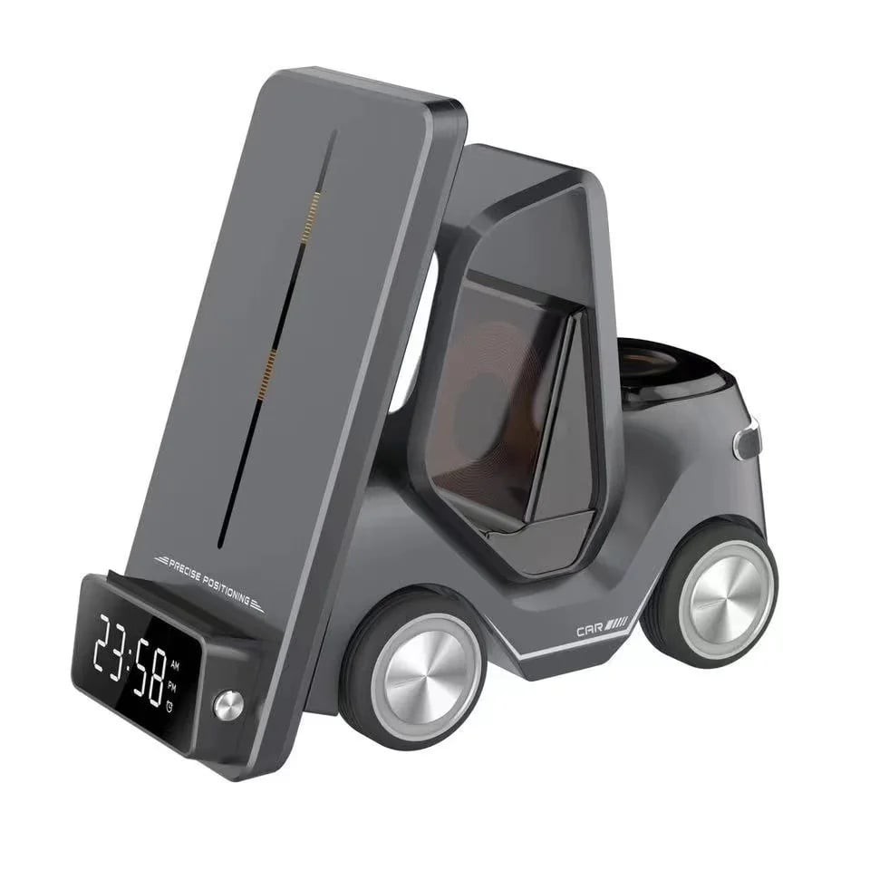 Kućni punjač Wireless 15W Viljuskar 5 u 1, Sivi