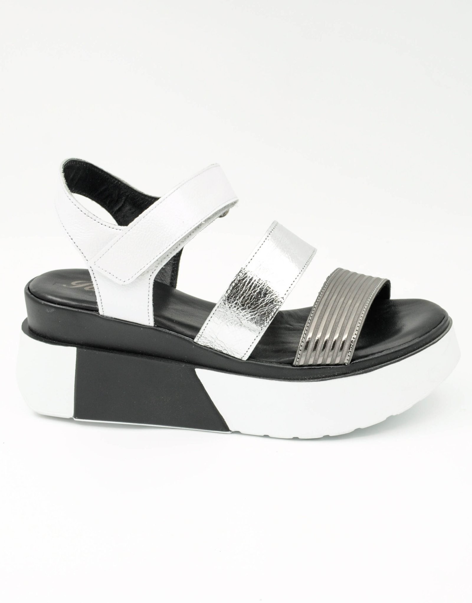 Paar Ženske kožne sandale 39808-13, Srebrno-bele