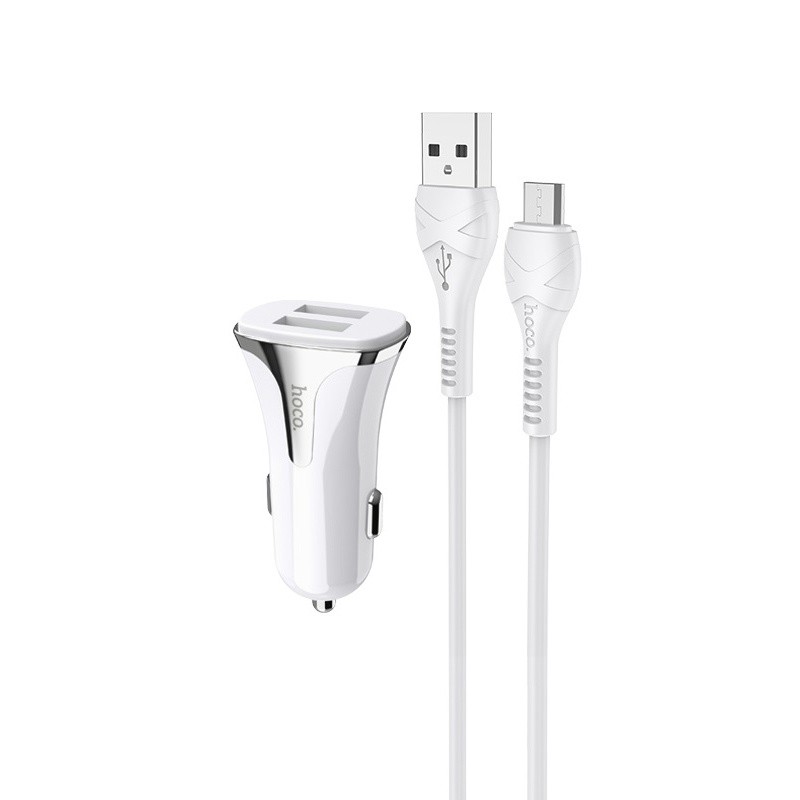 Hoco Auto punjač HOCO Z31 QC3.0 2xUSB sa micro USB kablom beli