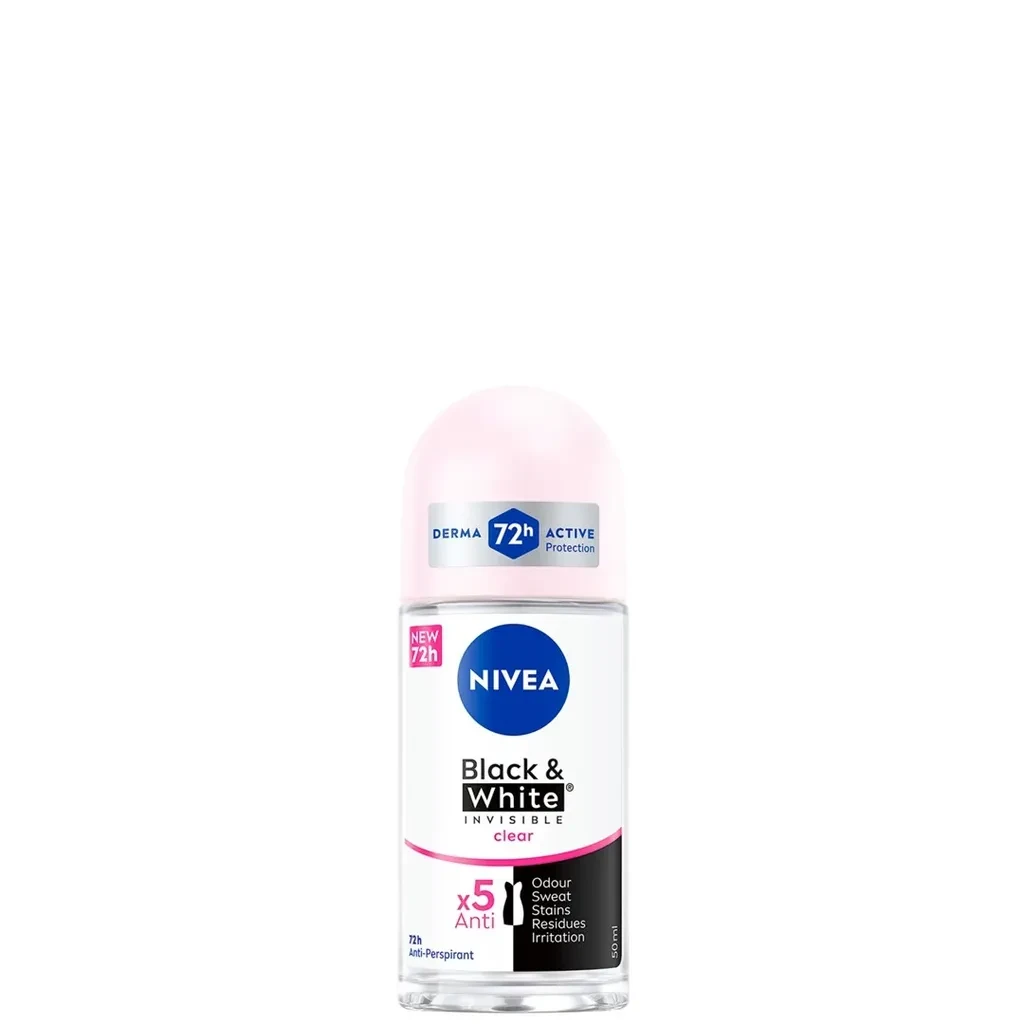 Nivea Ženski Roll-on dezodorans Black & White Invisible Clear, 50ml